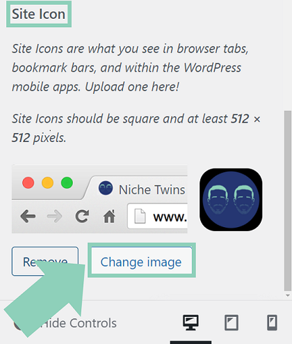 Change Site Icon image in WordPress.