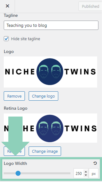 Adjust logo size via Site Identity options in the theme customizer.