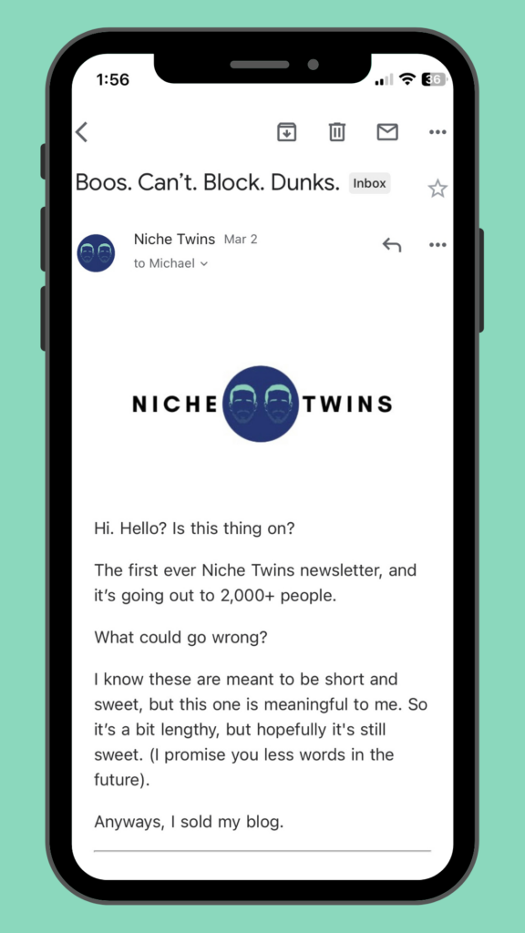 niche twins newsletter iphone