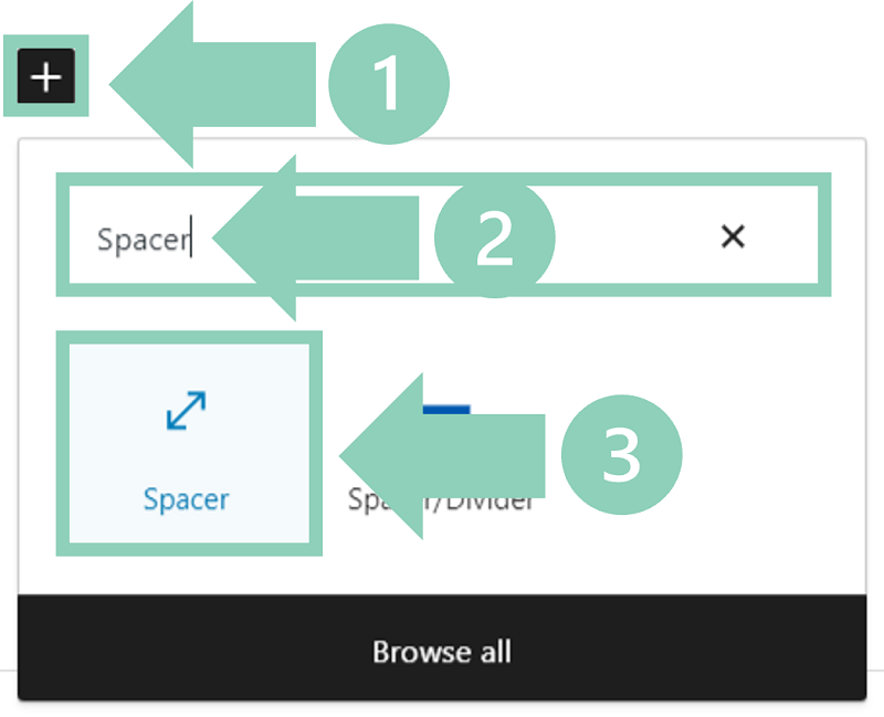 How to insert a custom spacer block in WordPress.