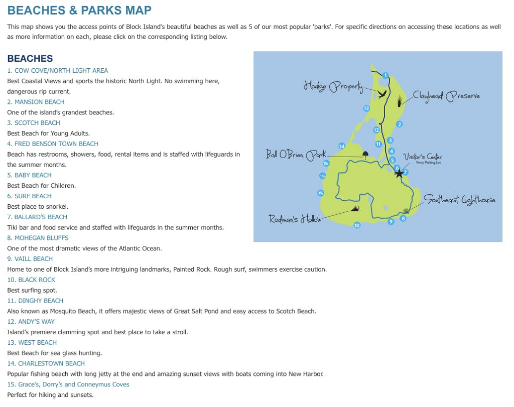 Blog post example of content ranking #1 for "Block Island Beaches"