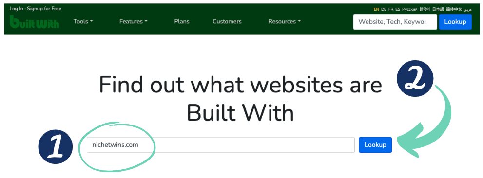 How to use BuiltWith step 1